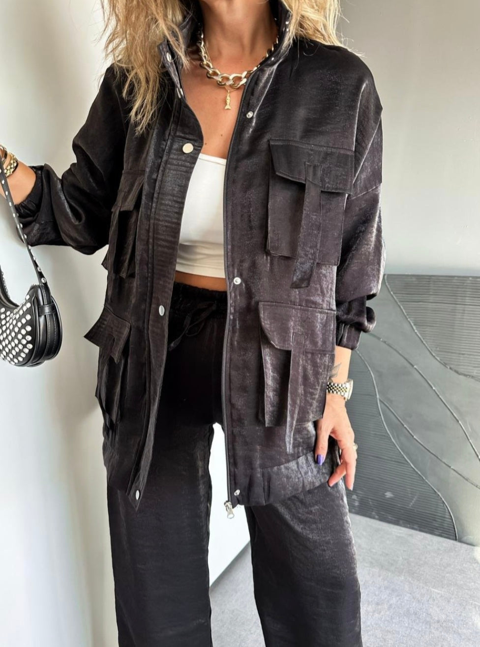 Metallic satin co-ord set