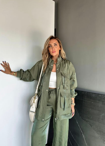 Metallic satin co-ord set