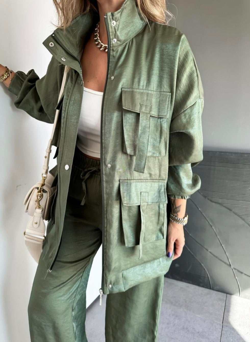 Metallic satin co-ord set