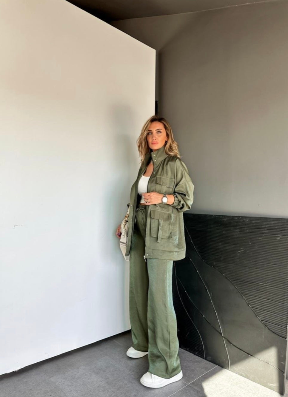 Metallic satin co-ord set
