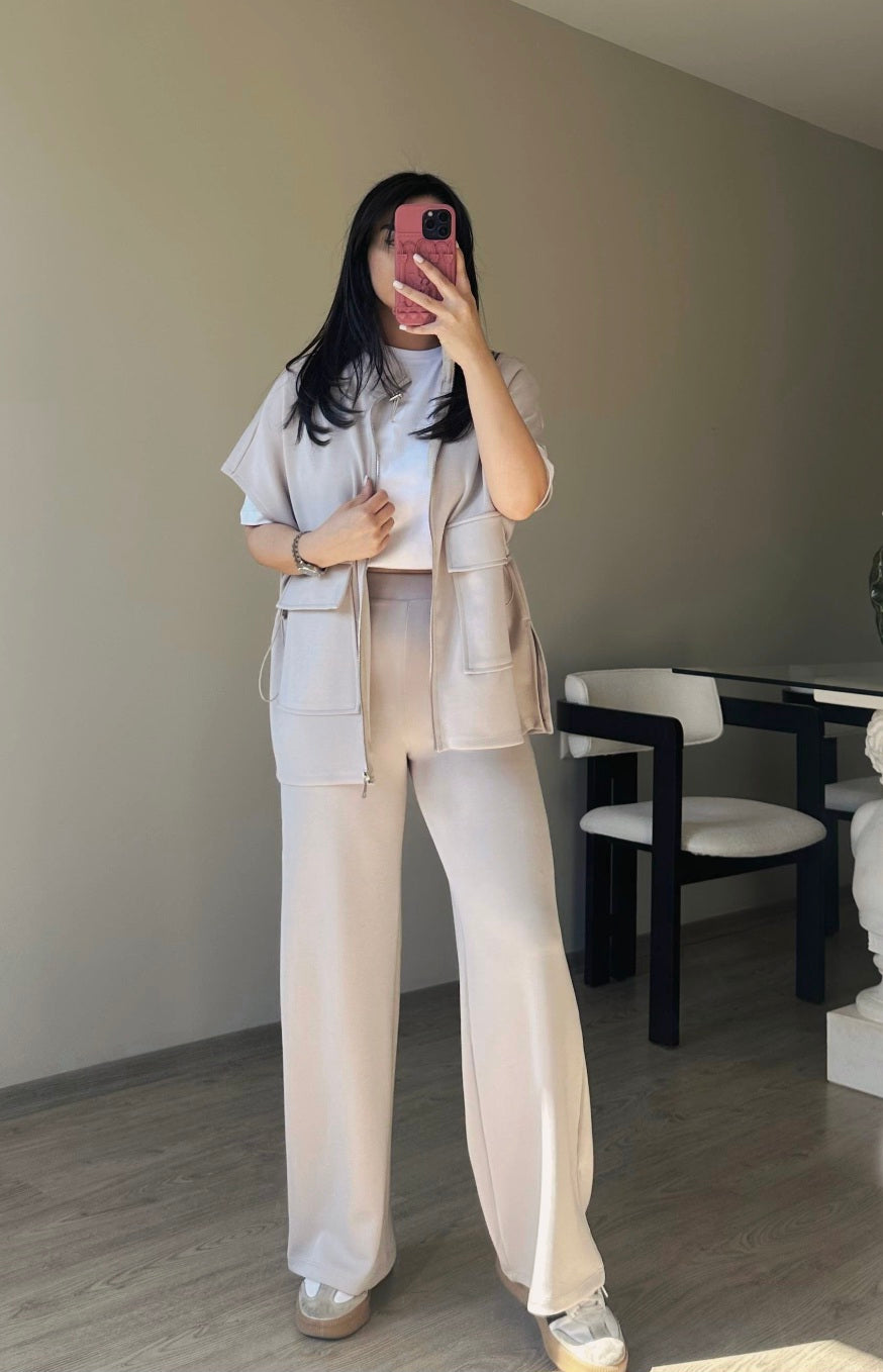 oysho fabric sleeveless double pocket co-ord set