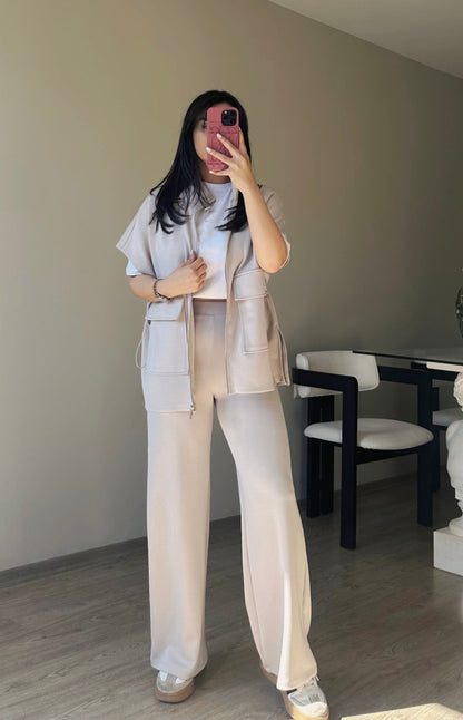 oysho fabric sleeveless double pocket co-ord set