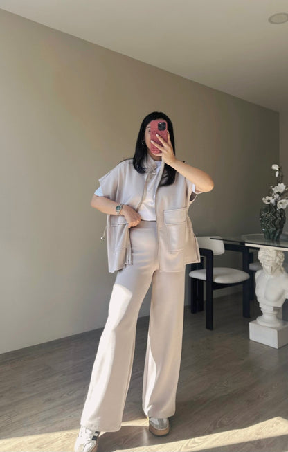 oysho fabric sleeveless double pocket co-ord set