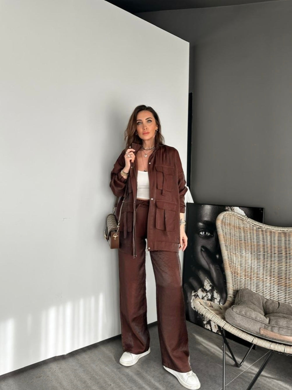 Metallic satin co-ord set