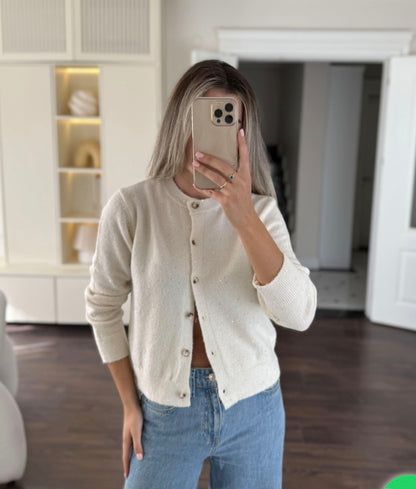 Wool cardigan with glitter pieces