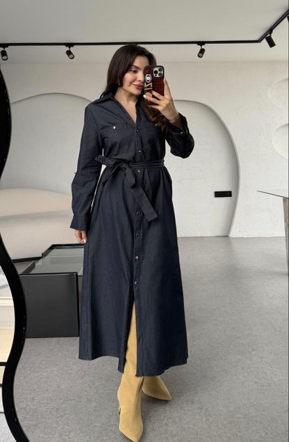 Belted jeans dress
