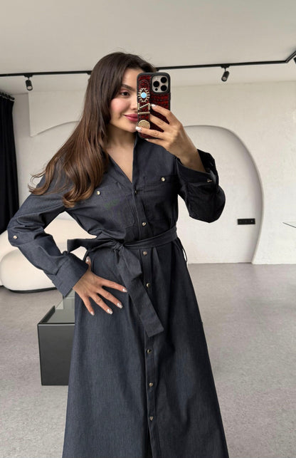 Belted jeans dress