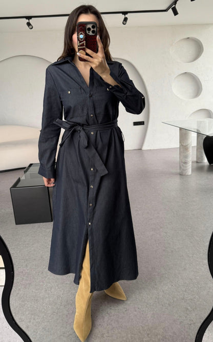 Belted jeans dress
