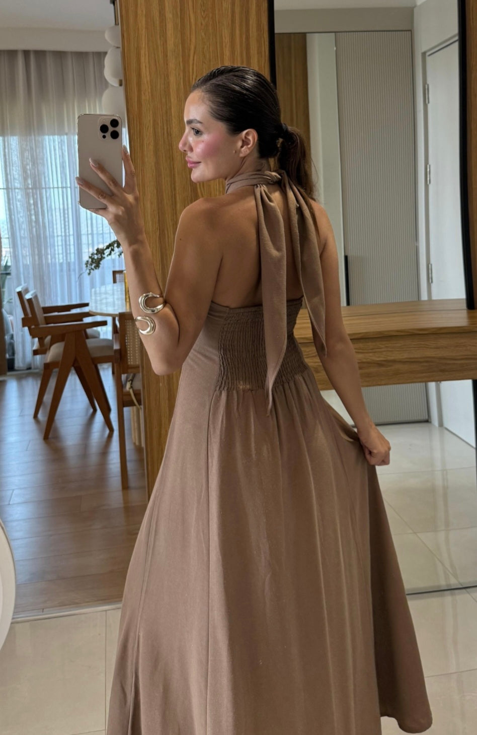 Linen backless dress