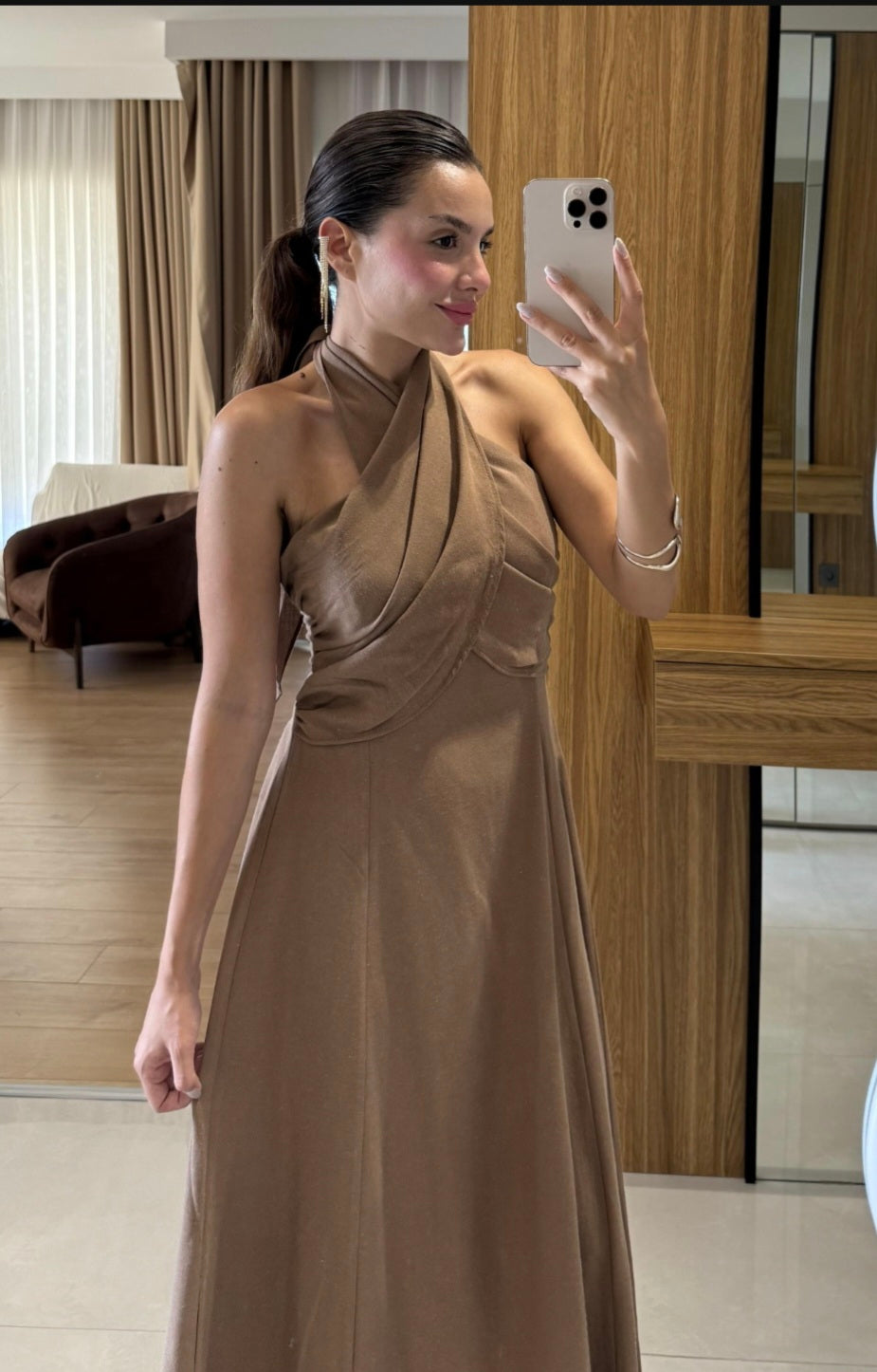 Linen backless dress