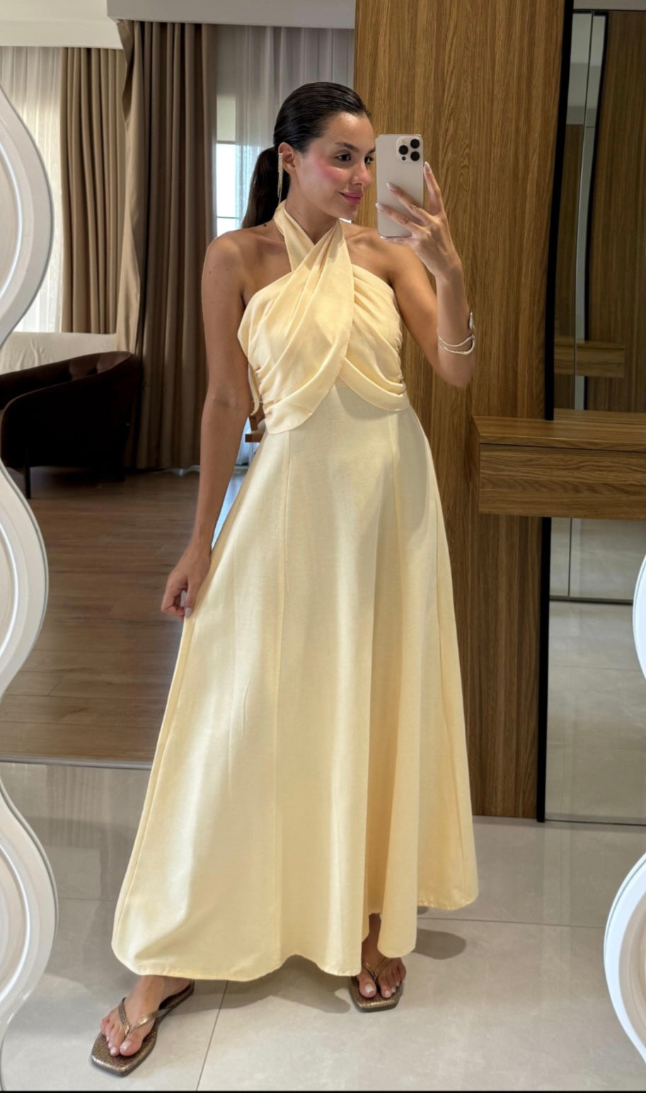 Linen backless dress