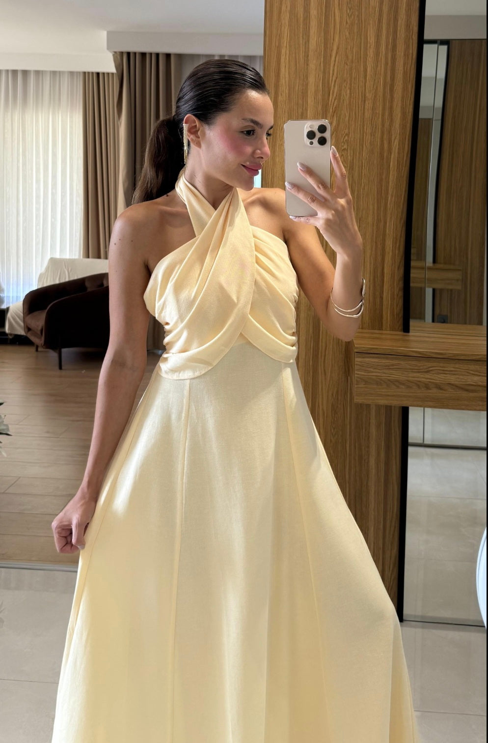 Linen backless dress
