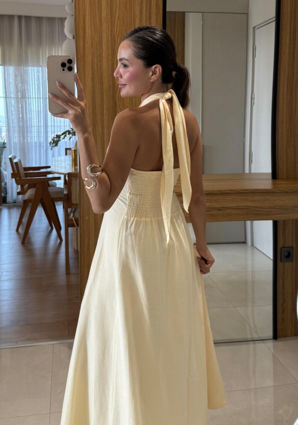 Linen backless dress