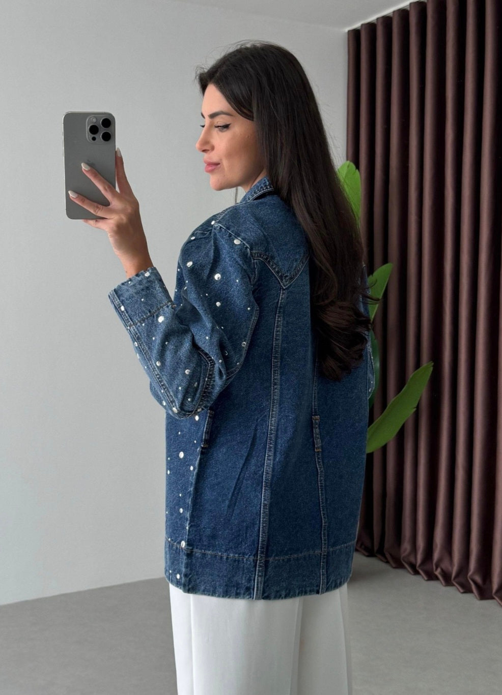 Belted Studded jeans jacket