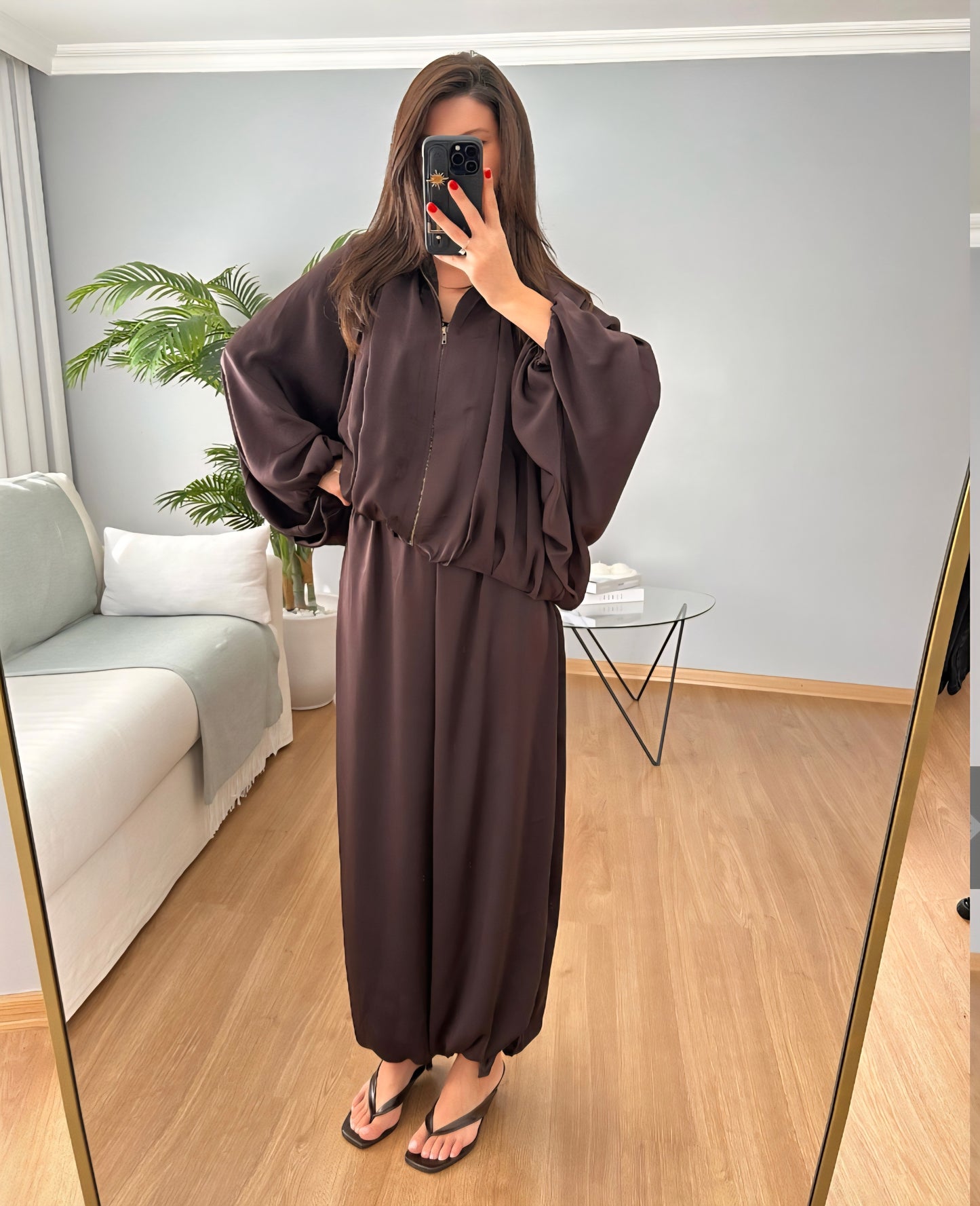 oversized satin bomber, waistband balloon leg trouser with strap co-ord set