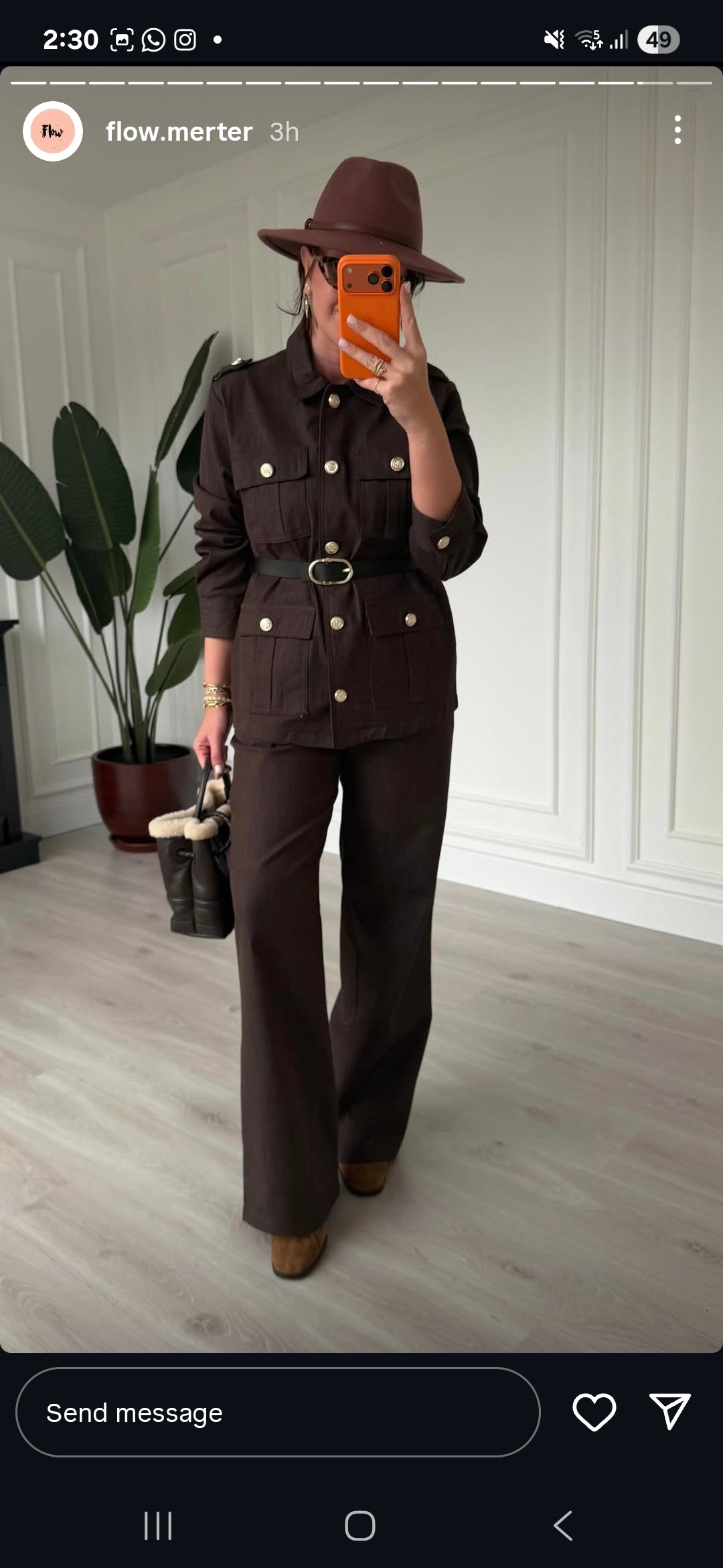 Belted double Pocket jeans suit
