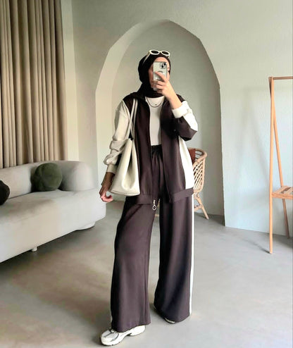 Contrast Oysho fabric tracksuit- brown