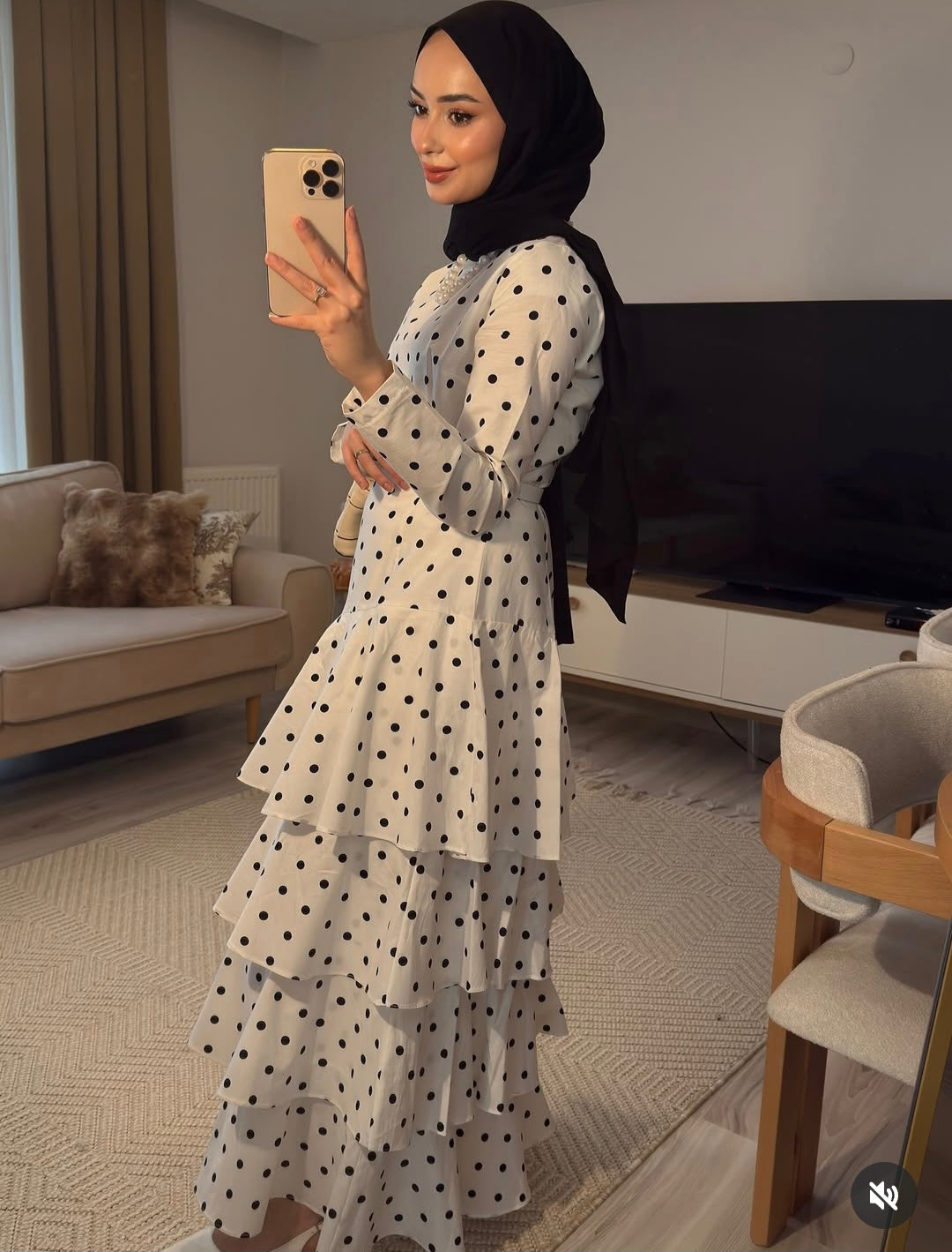 Polka Dot belted layered dress