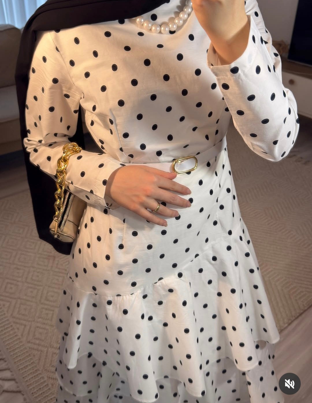 Polka Dot belted layered dress