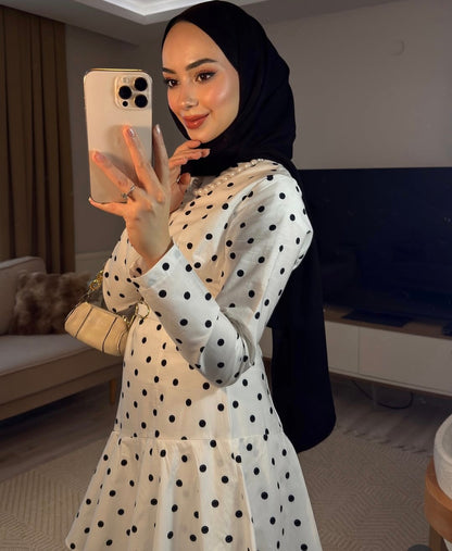 Polka Dot belted layered dress