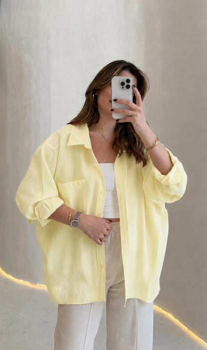Modal fabric oversized shirt-yellow