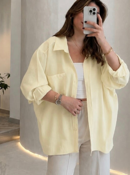 Modal fabric oversized shirt-yellow