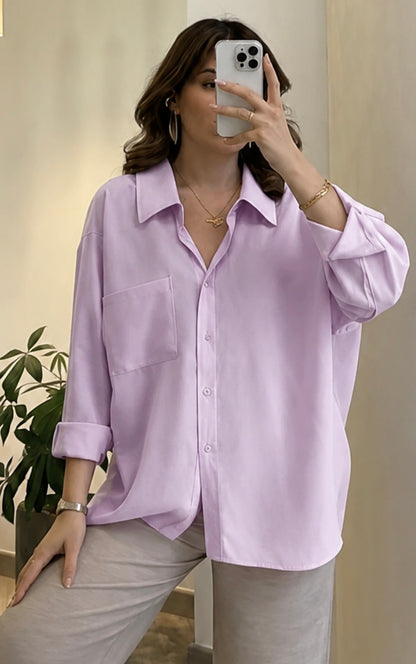 Modal fabric oversized shirt- light purple