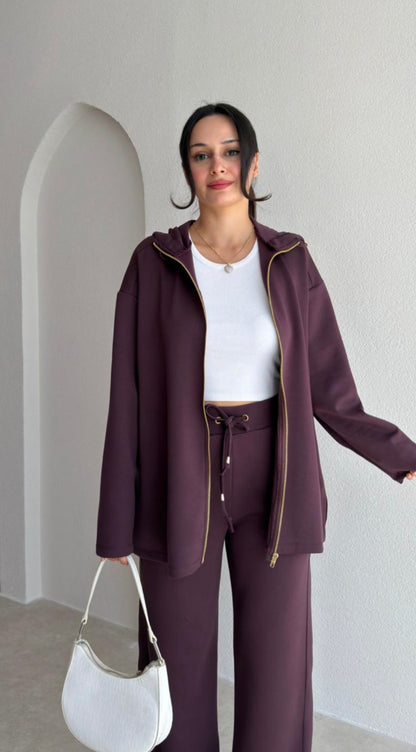 Network Oysho fabric tracksuit - deep plum