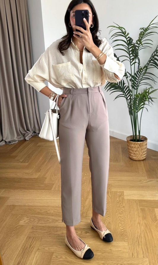 Mom fit pleated trouser