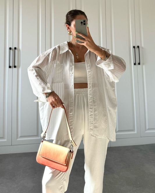 Striped chiffon shirt