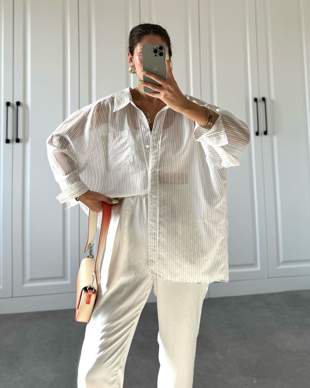 Striped chiffon shirt