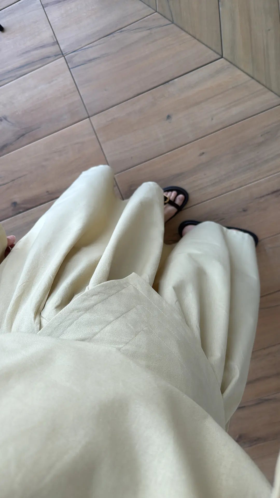 Wide sleeve blouse, Wide-leg trouser with Asymmetric attached Linen Suit