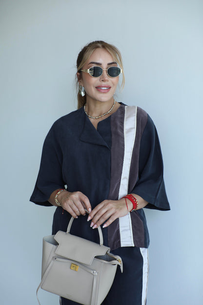 Vollida black Adjustable Drawstring Colorblock Set