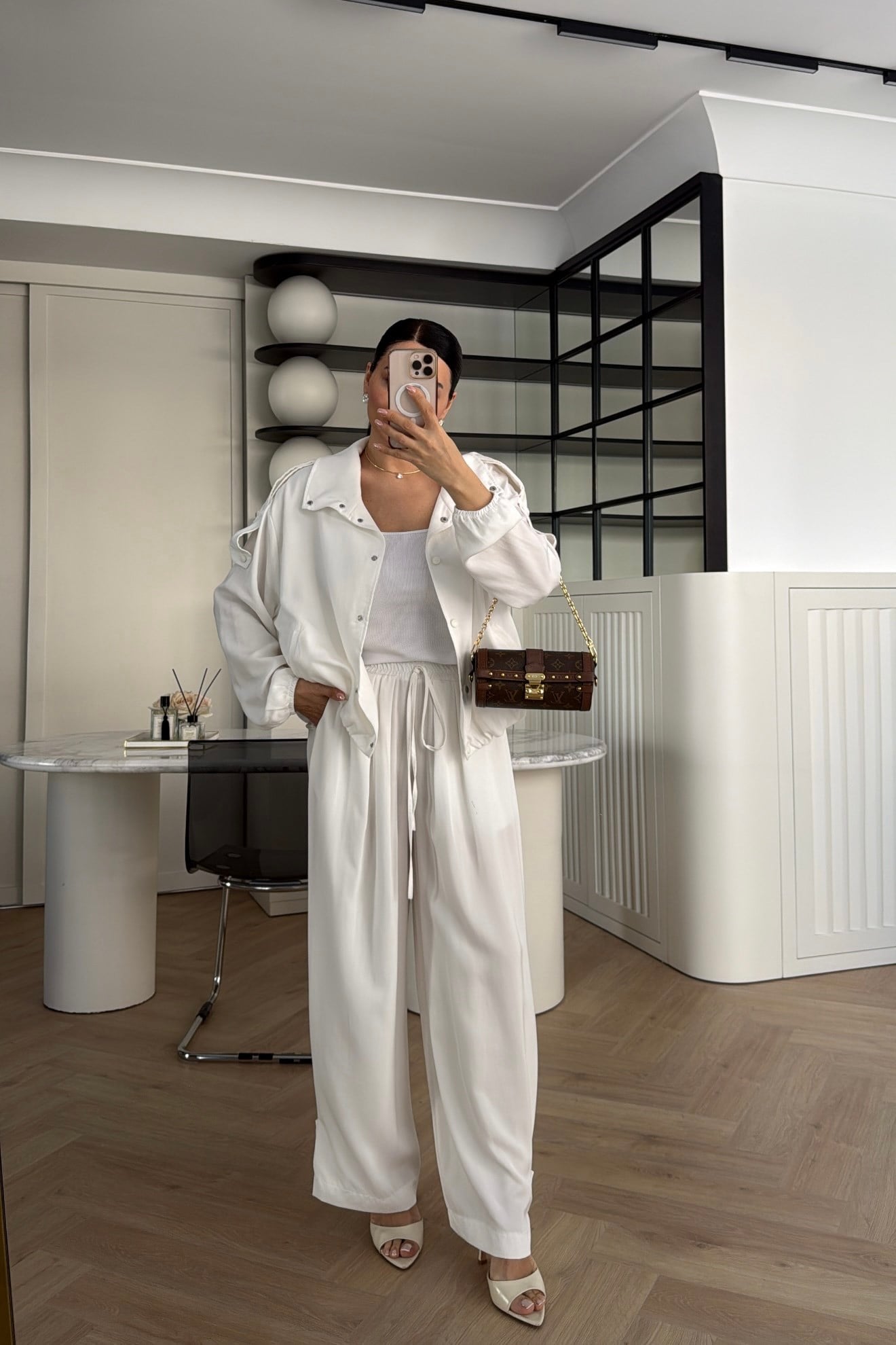 Tencel Bomber Jacket and Pants Set with Epaulets