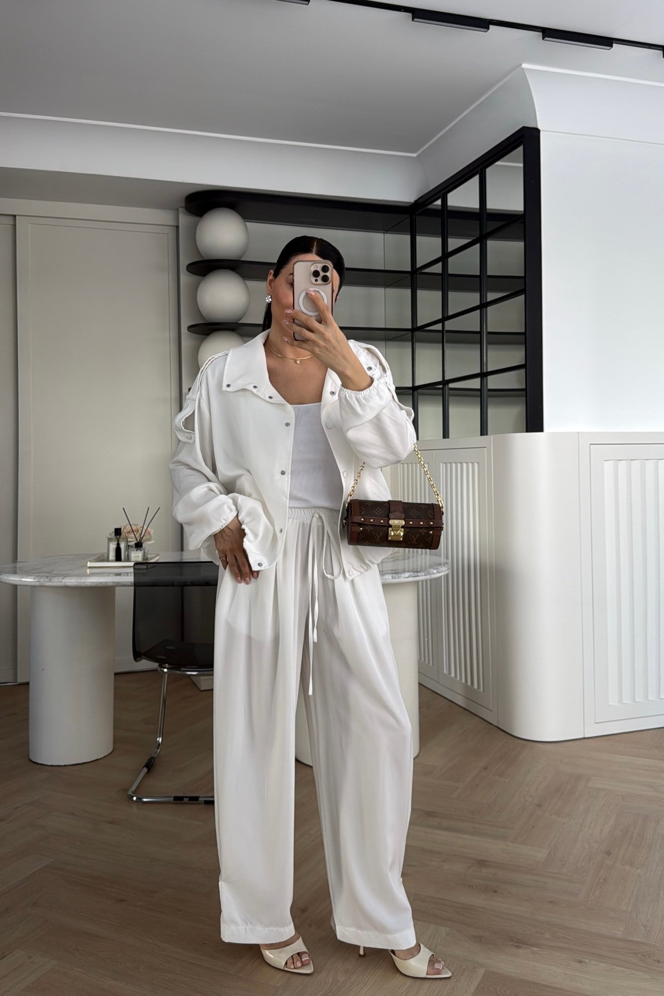 Tencel Bomber Jacket and Pants Set with Epaulets
