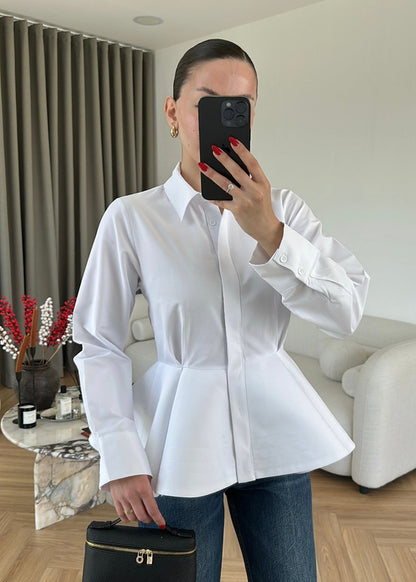 Poplin Shirt with Ballerina Skirt-white