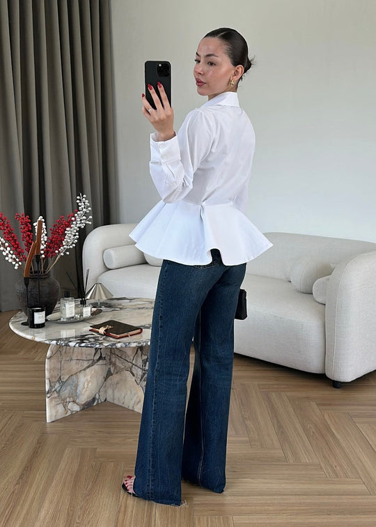 Poplin Shirt with Ballerina Skirt-white
