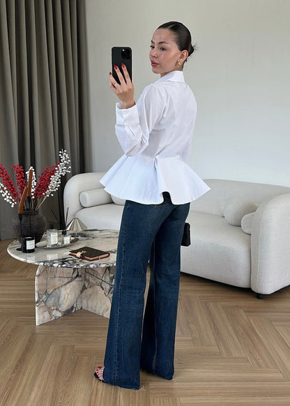 Poplin Shirt with Ballerina Skirt-white