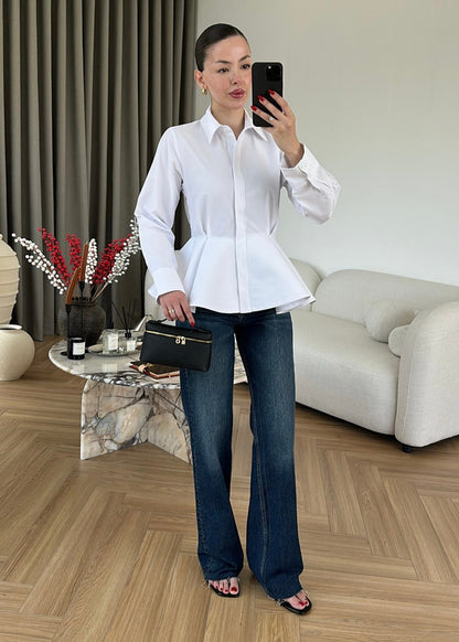 Poplin Shirt with Ballerina Skirt-white