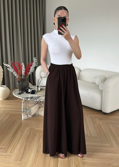 Oversized bomber with wide leg trouser co-ord set- brown
