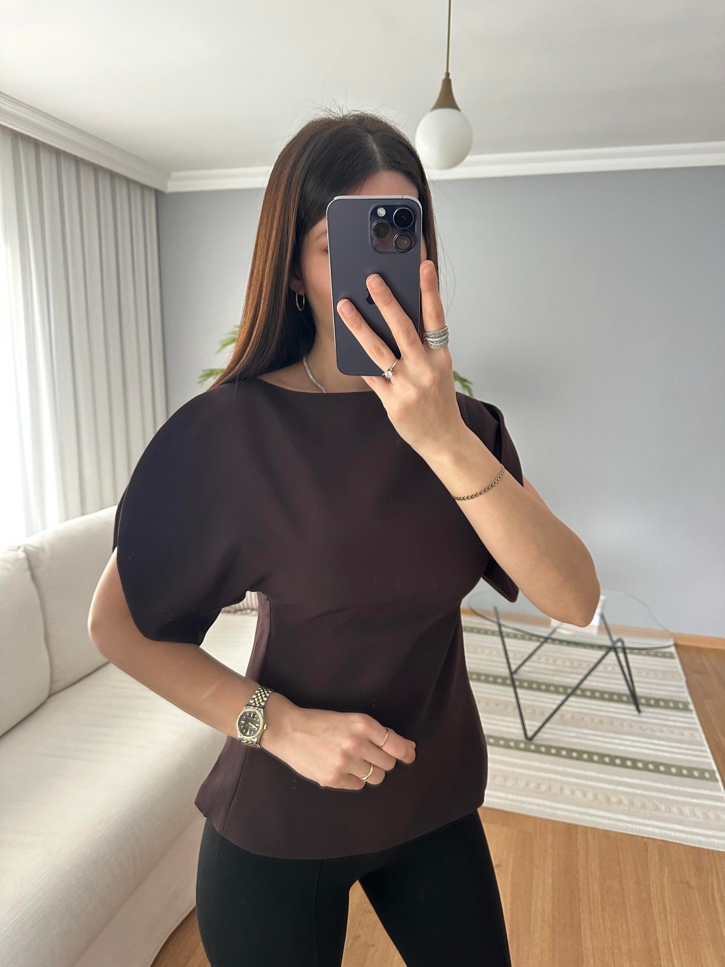 Balloon Sleeve Blouse brown