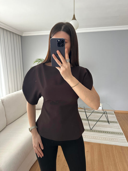 Balloon Sleeve Blouse brown