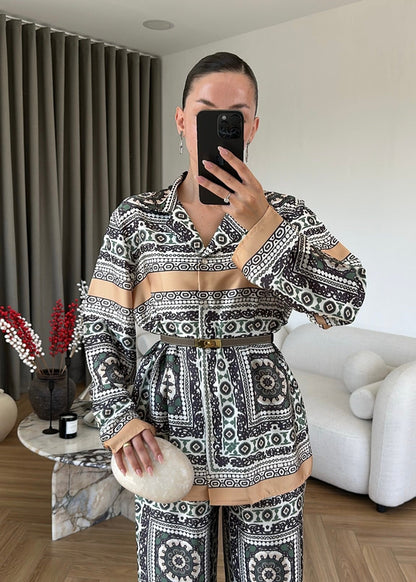 Printed satin co-ord set
