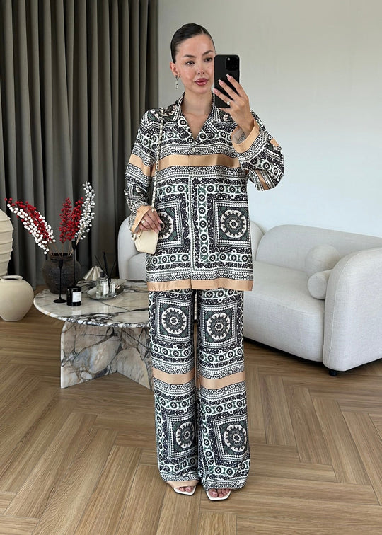 Printed satin co-ord set
