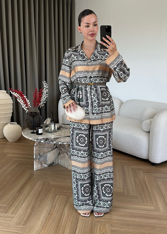 Printed satin co-ord set