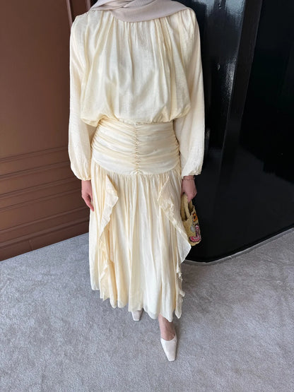 Blush Ruffle Blouse & Maxi Skirt Set - yellow