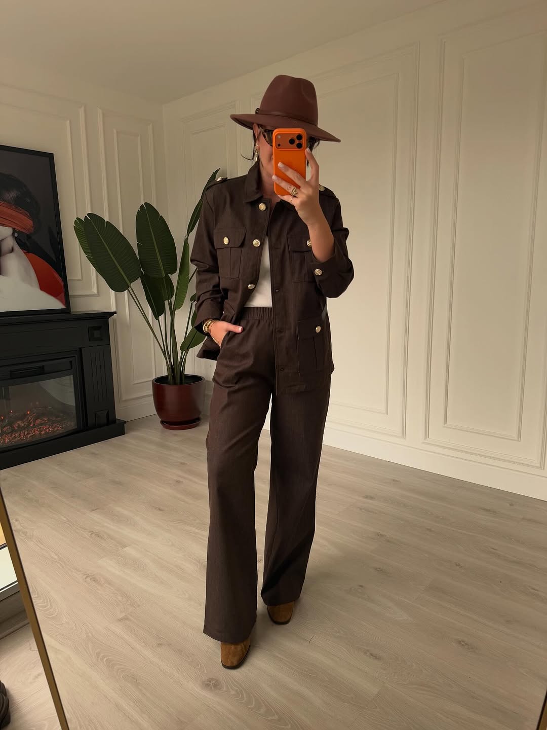 Belted double Pocket jeans suit
