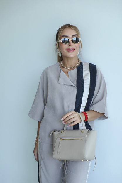 Vollida Beige Adjustable Drawstring Colorblock Set