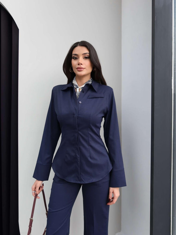 shirt with pleats bootcut trouser co-ord set