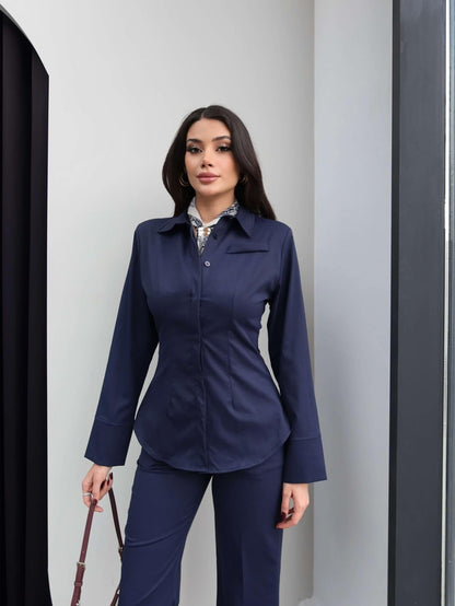 shirt with pleats bootcut trouser co-ord set